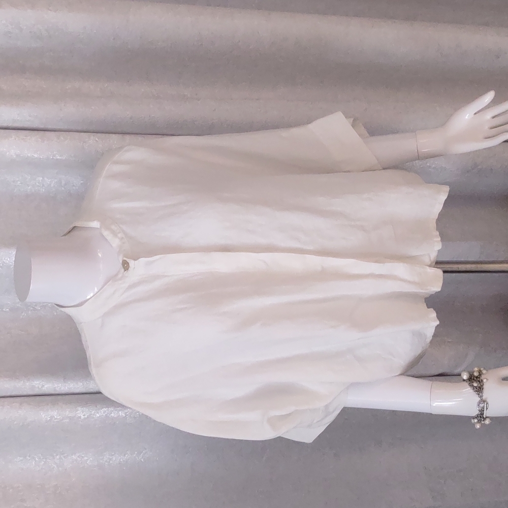 Bryn Walker dolman box button front white linen shirt unconstructed hidden S HOT